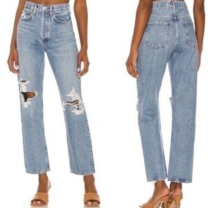Agolde 90’s High Rise Straight Leg Distressed Women's Jeans Revolve Sz 26